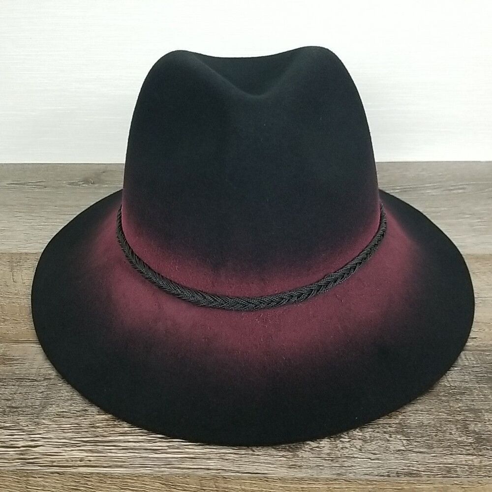 Adora Wool Fedora Hat – Wide Brim – Black&Purple Fade – One Size